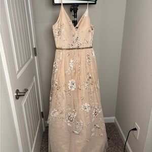 Elegant Cream Floral Maxi Dress